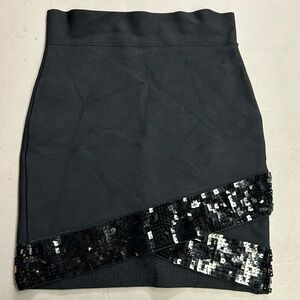 Gorgeous BGCB MaxAzria black sequined mini skirt